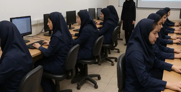teenage school-going girls learning digital literacy